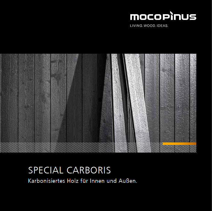 Fassaden-Inovation von MOCOPINUS bei Holz Baumüller: karbonisierte Holzoberflächen
