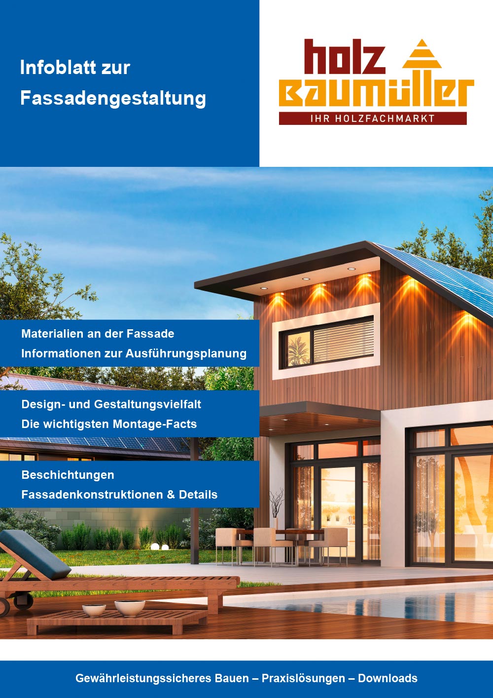 Titel zum Infoblatt für Fassadengestaltung von Holz Baumüller